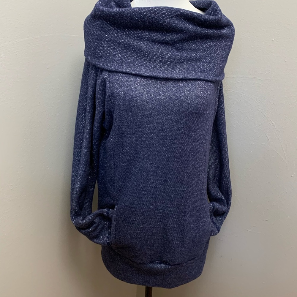 AERIE | Metallic Thread Infused Cowl Neck Sweater